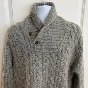 Polo Ralph Lauren Men's Shawl Collar Cable-knit sweater, gray, large (slim)